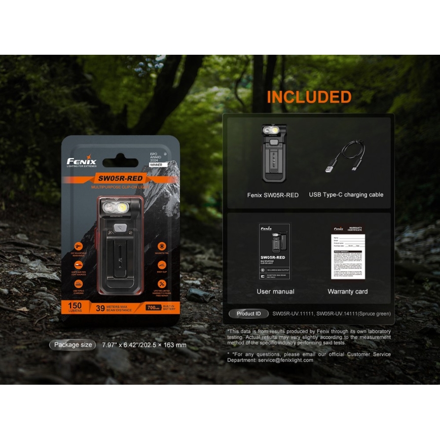 Fenix SW05RREDBLC - LED Ściemnialna ładowalna latarka LED/USB IPX6 150 lm 49 h czarny
