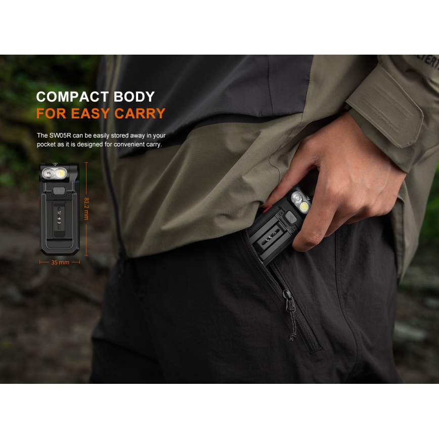 Fenix SW05RREDBLC - LED akumul LED/USB IPX6 150 lm 49 h 700 mAh czarna
