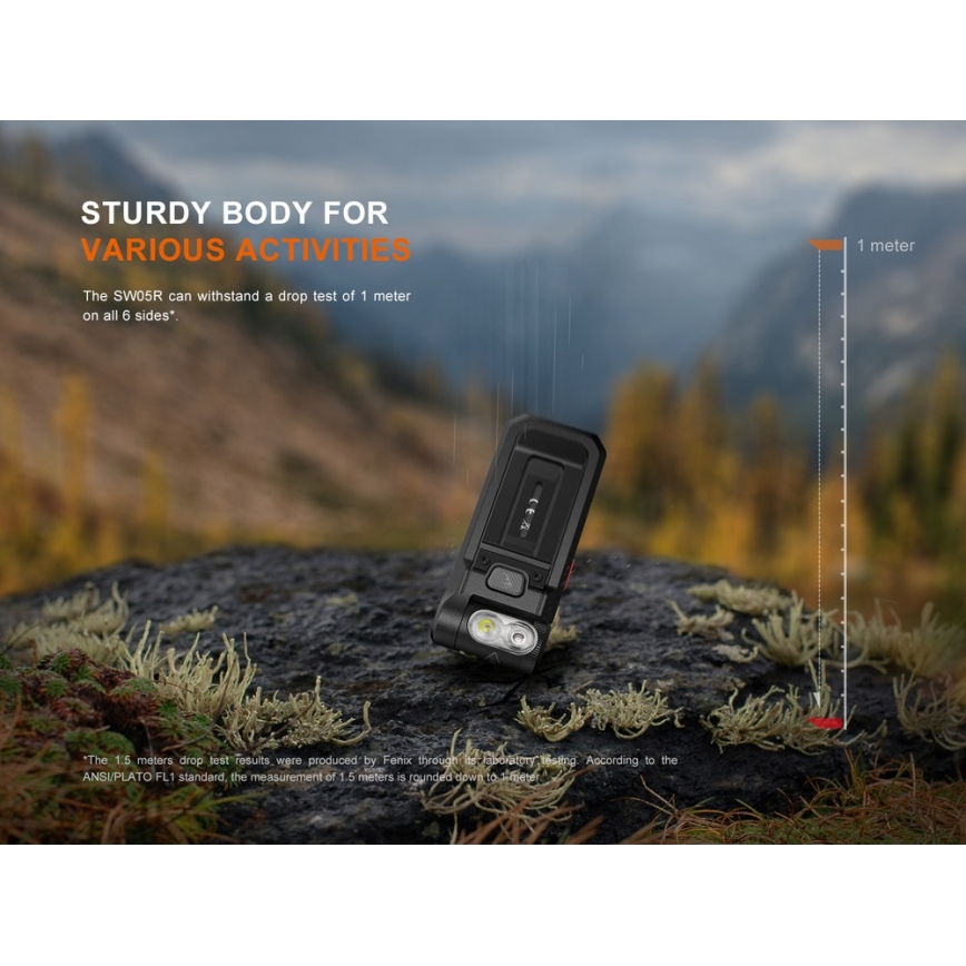 Fenix SW05RREDBLC - LED akumul LED/USB IPX6 150 lm 49 h 700 mAh czarna