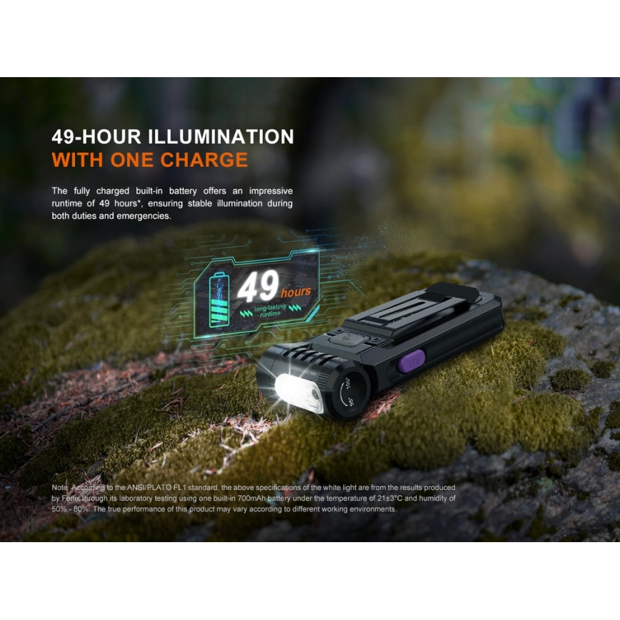 Fenix SW05RUVBLC - Regulowana jasność latarka LED z ładowaniem USB LED/USB IPX6 150 lm 49 h 700 mAh czarna