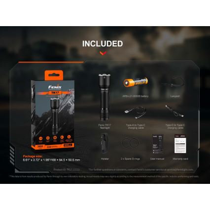 Fenix TK17BLK - ściemnialna ładowalna latarka LED/USB 6000 mAh IP68 3600 lm 60 h czarna