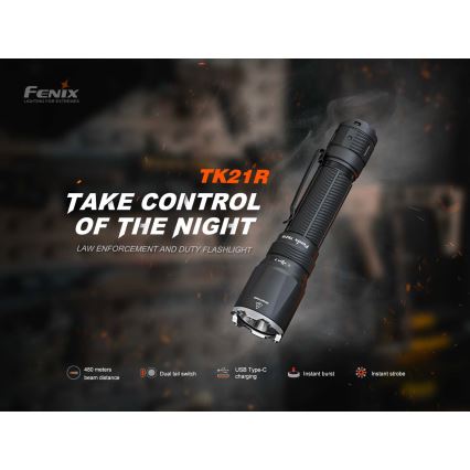Fenix TK21RBLK - ściemnialna ładowalna latarka LED/USB 6000 mAh IP68 3600 lm 72,5 h czarna