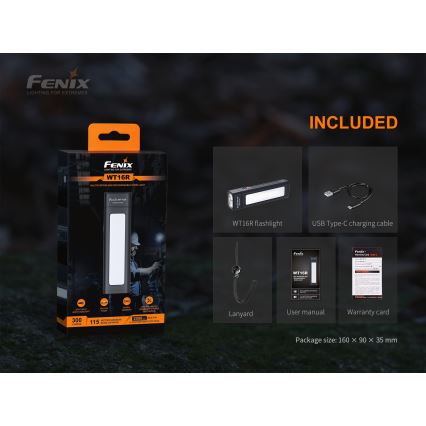 Fenix WT16R - LED Latarka akumulatorowa 2xLED/USB IP66