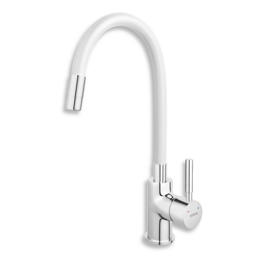 FERRO - Bateria kuchenna z elastycznym uchwytem chrom błyszczący/biały