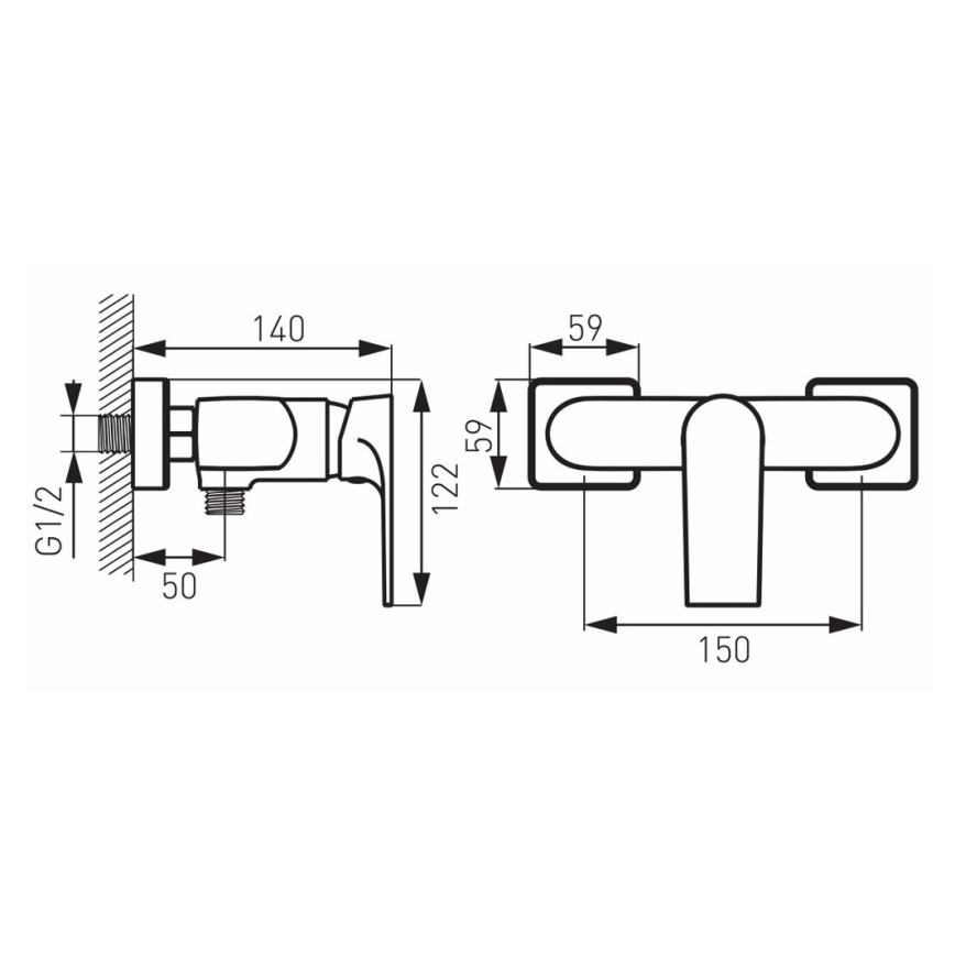 FERRO - Bateria prysznicowa ALGEO SQUARE, chrom błyszczący