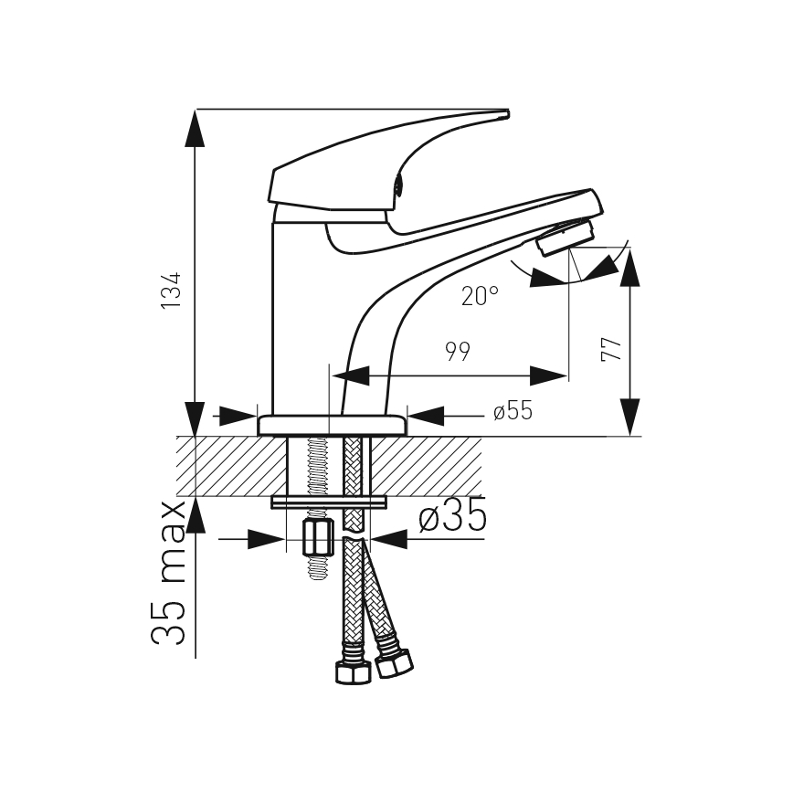 FERRO - bateria umywalkowa + odpływ ONE, chrom błyszczący