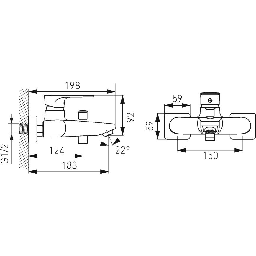 FERRO - Bateria wannowa ALGEO SQUARE chrom błyszczący