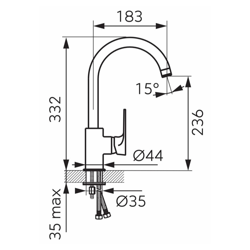 FERRO - Bateria zlewozmywakowa ALGEO SQUARE chrom polerowany