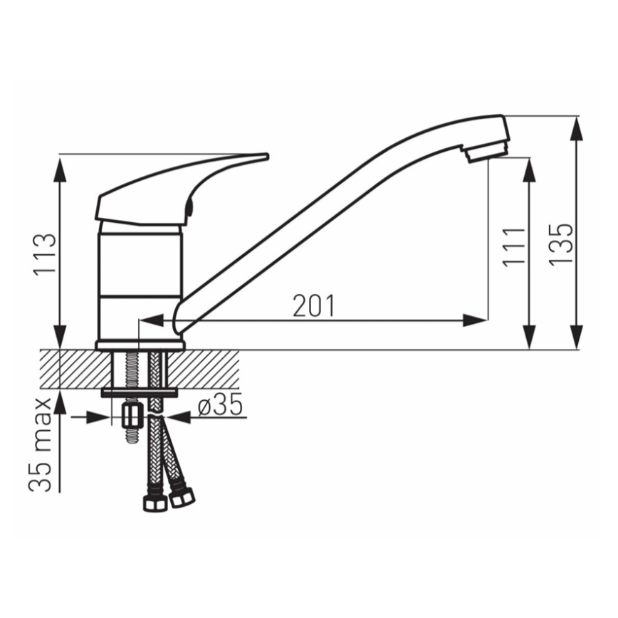 FERRO - Bateria zlewozmywakowa ONE błyszczący chrom