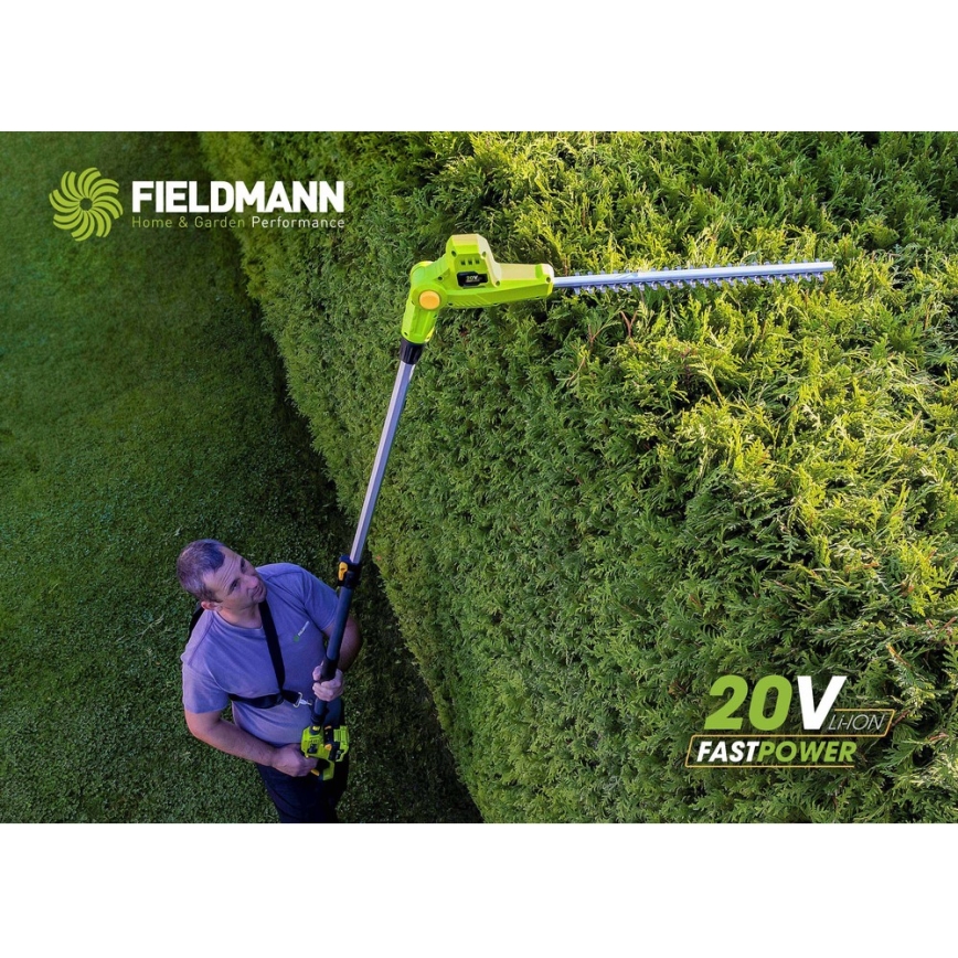 Fieldmann - Akumulatorowe teleskopowe nożyce do żywopłotu 20V
