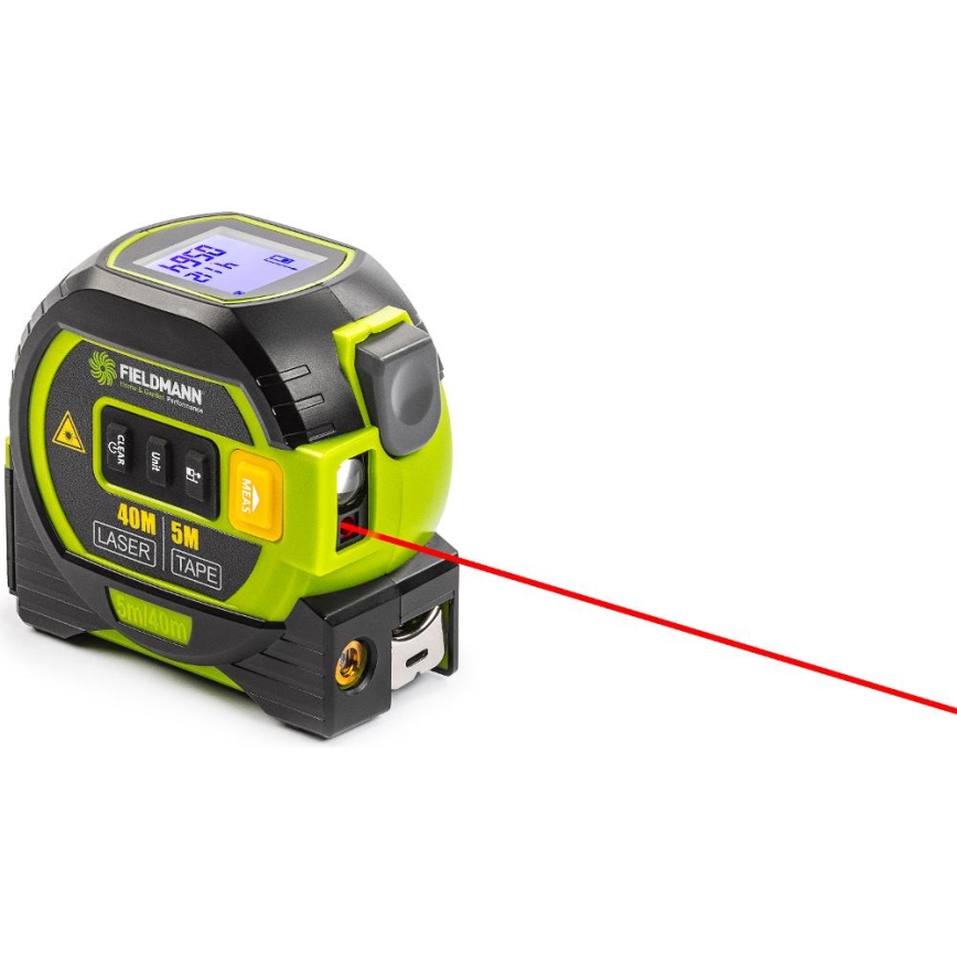 Fieldmann - Dalmierz laserowy z LED wyświetlacz i svinovacím metrem 2xAA