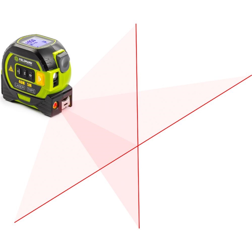 Fieldmann - Dalmierz laserowy z LED wyświetlacz i svinovacím metrem 2xAA