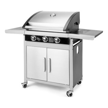 Fieldmann - Grill gazowy 3-palnikowy, matowy chrom