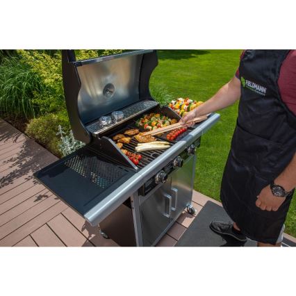 Fieldmann - Grill gazowy 3-palnikowy, matowy chrom
