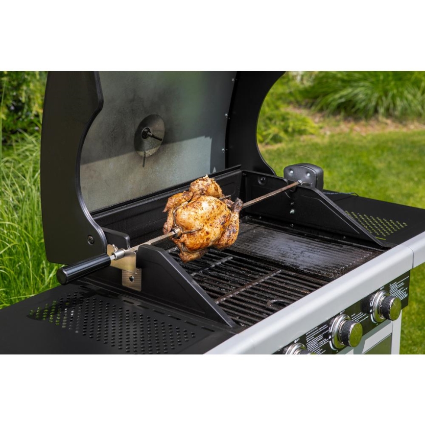 Fieldmann - Grill gazowy 3-palnikowy, matowy chrom