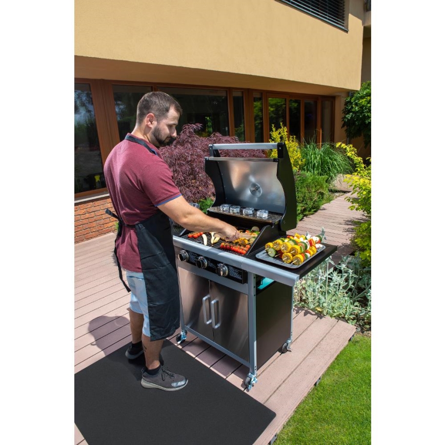 Fieldmann - Grill gazowy 3-palnikowy, matowy chrom