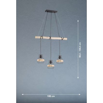 Fischer & Honsel 60798 - Żyrandol na lince STRAW 3xE27/40W/230V