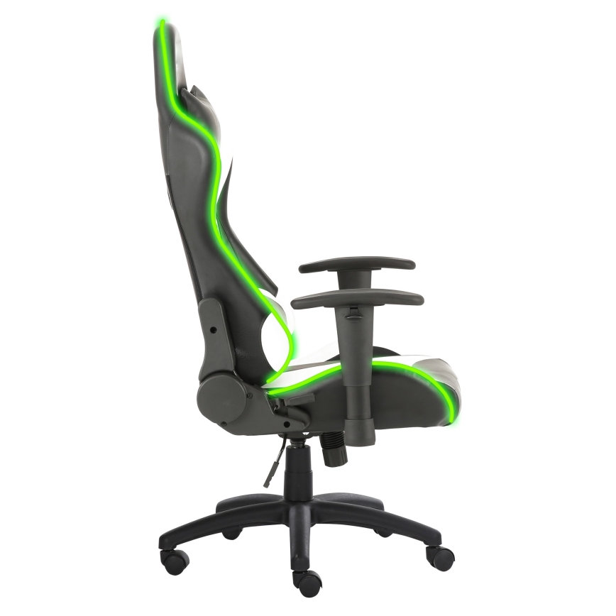 Fotel gamingowy VARR Lux z podświetleniem LED RGB + pilot czarny/biały