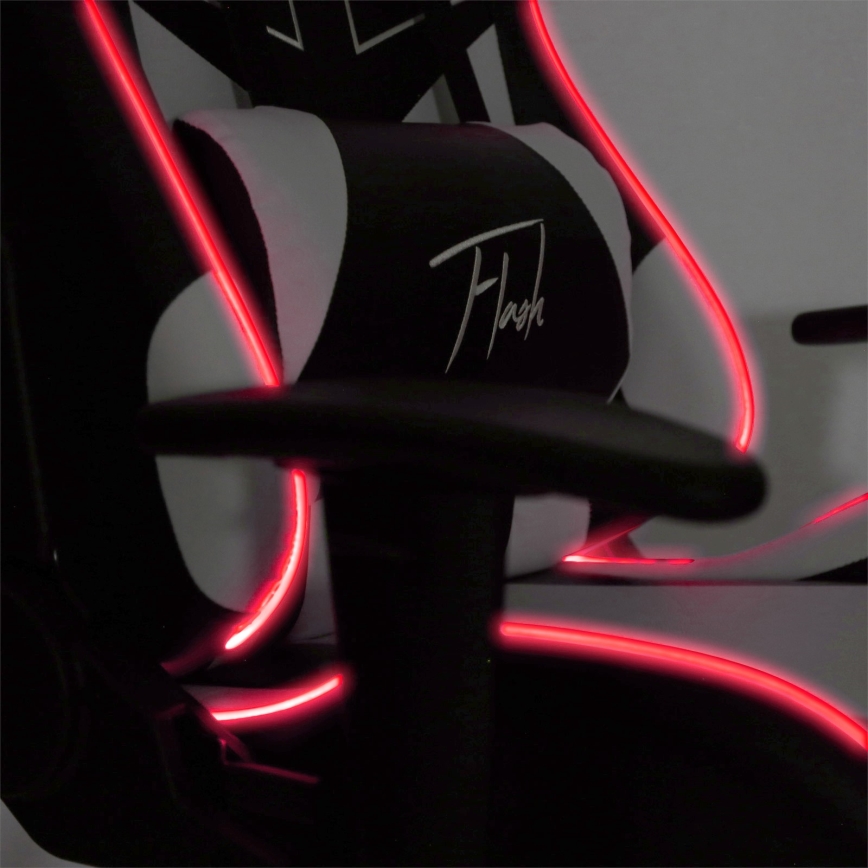 Fotel gamingowy VARR Lux z podświetleniem LED RGB + pilot czarny/biały