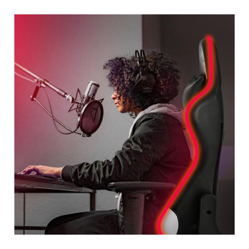Fotel gamingowy VARR Lux z podświetleniem LED RGB + pilot czarny/biały