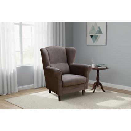 Fotel uszak GALA ciemny brąz