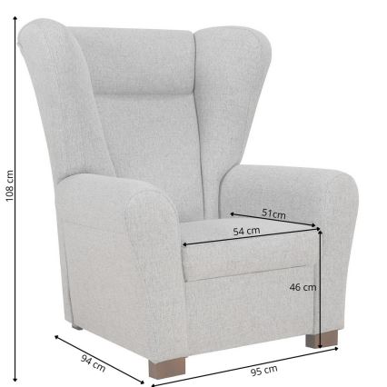 Fotel uszak VIVA szary