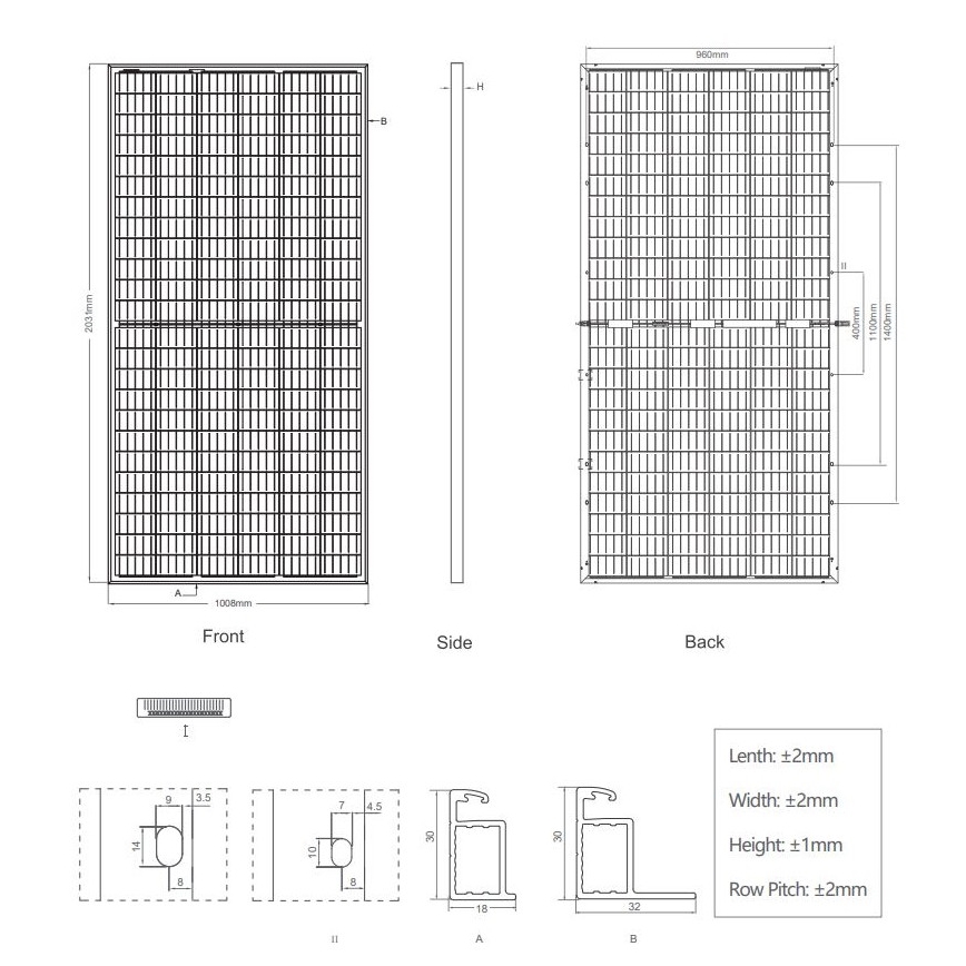 Fotowoltaiczny panel solarny JINKO 405Wp IP67 obustronny (bi-facial)