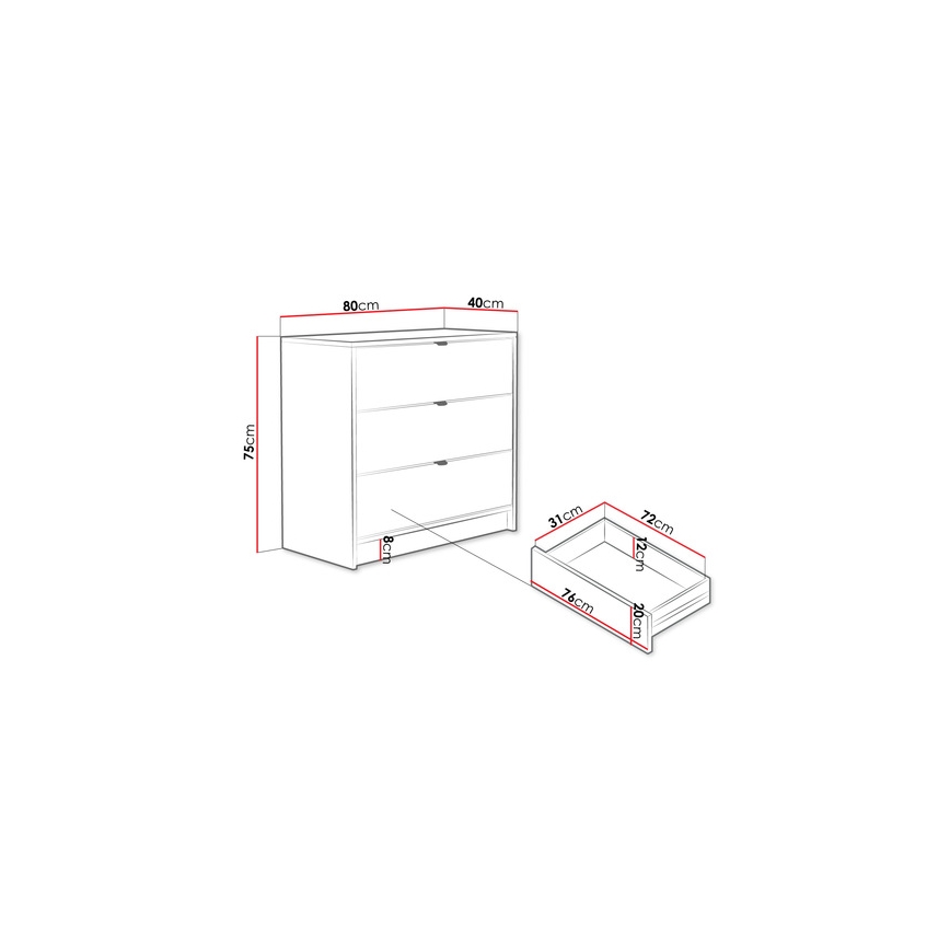 Gabinet TIRENO 75x80 cm czarny