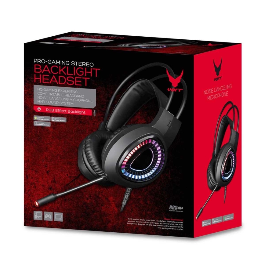 Gaming LED RGB słuchawki VARR z mikrofonem 7.1