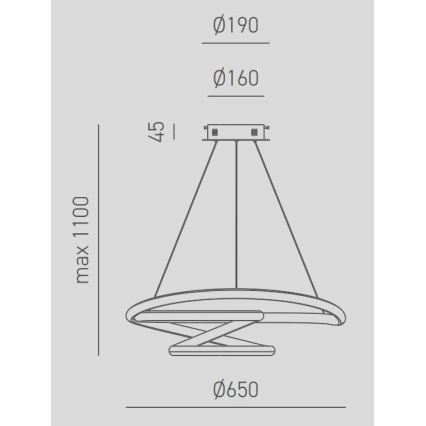 Gea Luce DIVA S G TITANIO - LED Żyrandol ściemnialny na lince DIVA LED/44W/230V szare