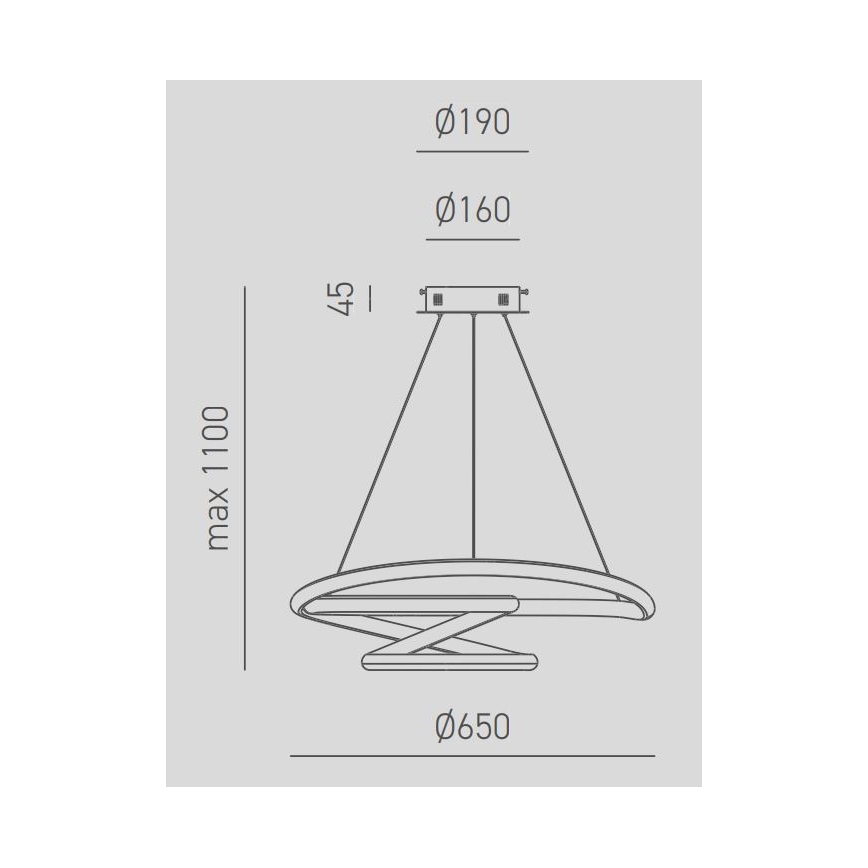 Gea Luce DIVA S G TITANIO - LED Żyrandol ściemnialny na lince DIVA LED/44W/230V szare