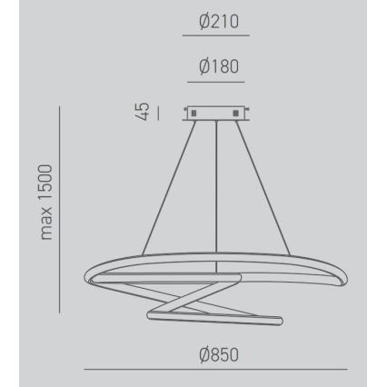 Gea Luce DIVA S/S TITANIO -  LED Żyrandol ściemnialny na lince DIVA LED/80W/230V szare