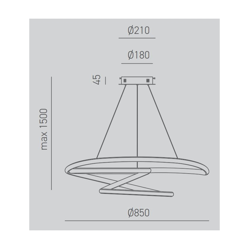 Gea Luce DIVA S/S TITANIO -  LED Żyrandol ściemnialny na lince DIVA LED/80W/230V szare