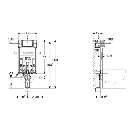 Geberit 110.302.00.5 - Moduł podtynkowy do wiszącej miski WC Kombifix 108 cm