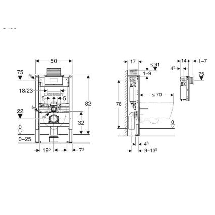 Geberit 111.003.00.2 - Moduł podtynkowy do wiszącego WC Duofix 82 cm