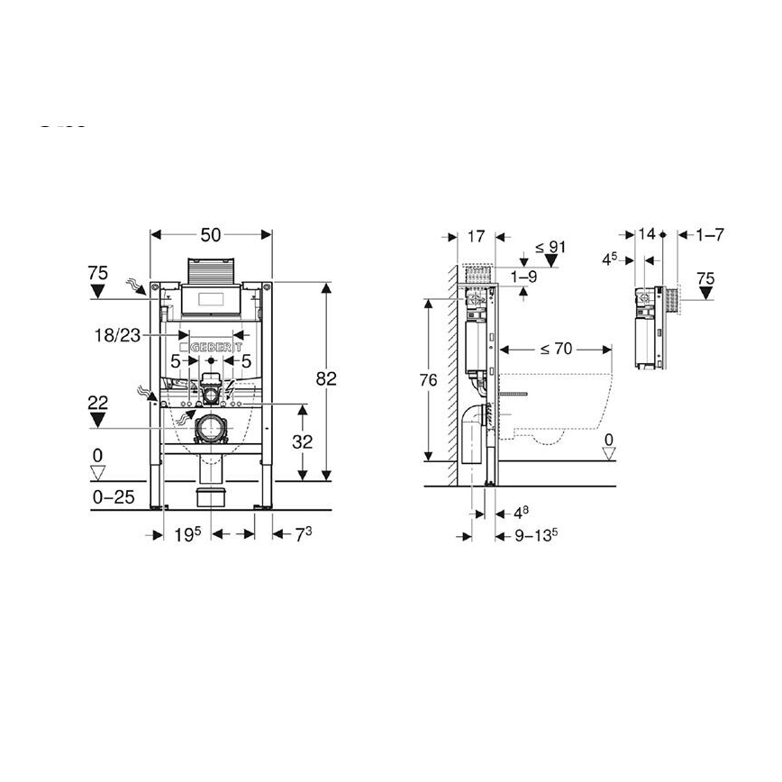 Geberit 111.003.00.2 - Moduł podtynkowy do wiszącego WC Duofix 82 cm