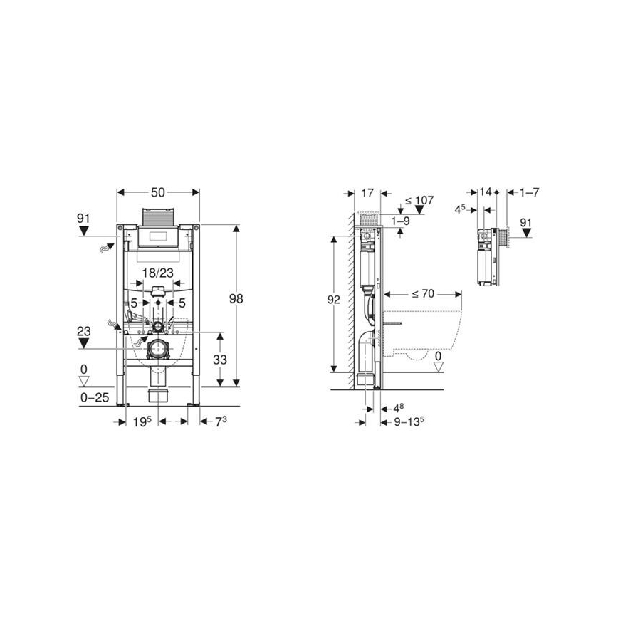 Geberit 111.030.00.2 - Stelaż podtynkowy do wiszącej miski WC Duofix 98 cm