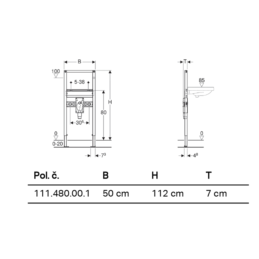 Geberit 111.480.00.1 - Moduł podtynkowy do umywalki wiszącej Duofix 112 cm