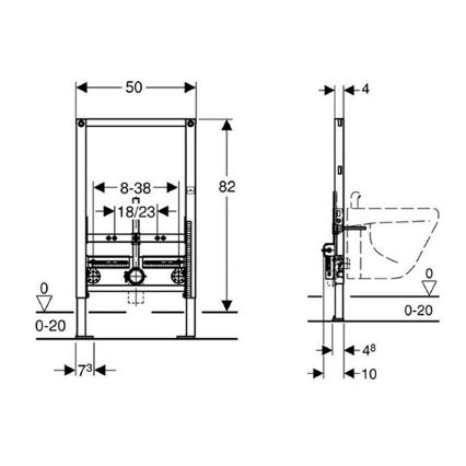 Geberit 111.515.00.1 - Moduł podtynkowy Duofix do bidetu 82 cm