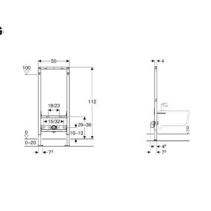 Geberit 111.534.00.2 - Moduł podtynkowy Duofix 112 cm do bidetu