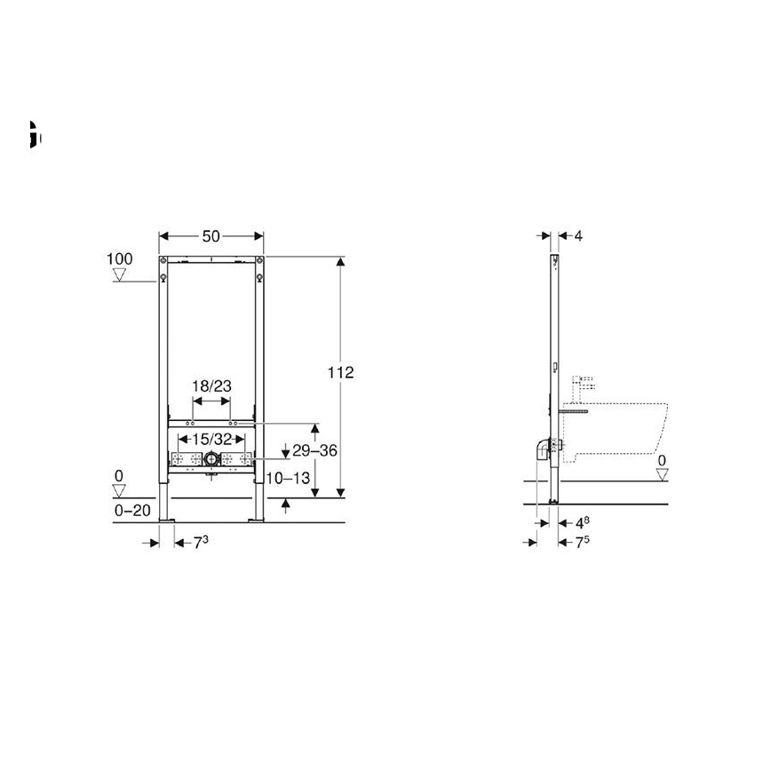 Geberit 111.534.00.2 - Moduł podtynkowy Duofix 112 cm do bidetu