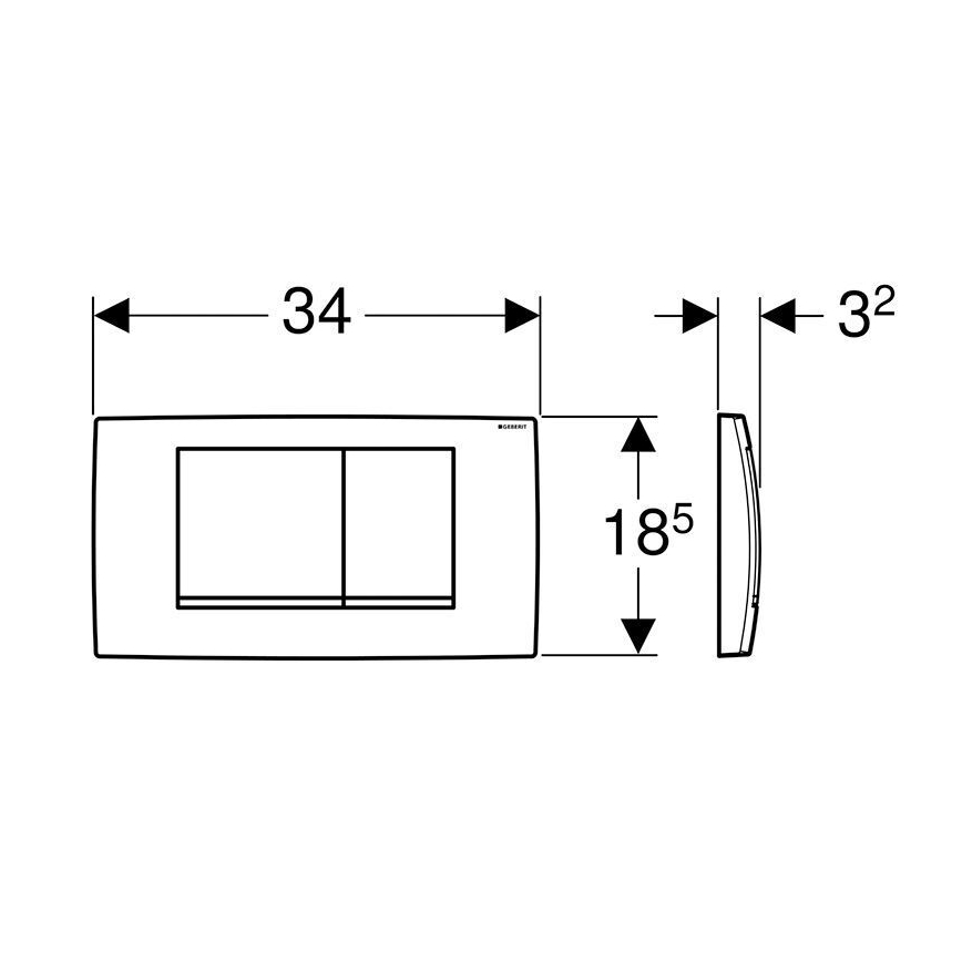 Geberit 115.899.KH.1 - Przycisk spłukujący Twinline30 34x18,5 cm chrom błyszczący/matowy