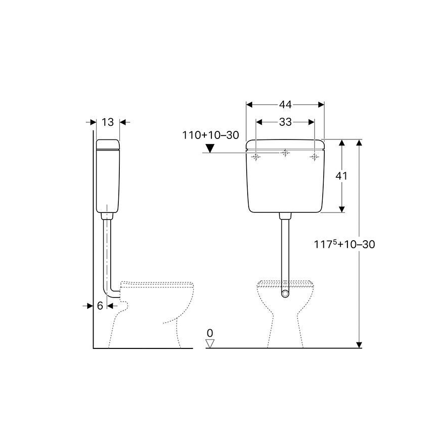 Geberit 127.005.11.1 - Spłuczka AP127 6/9 l alpejska biel