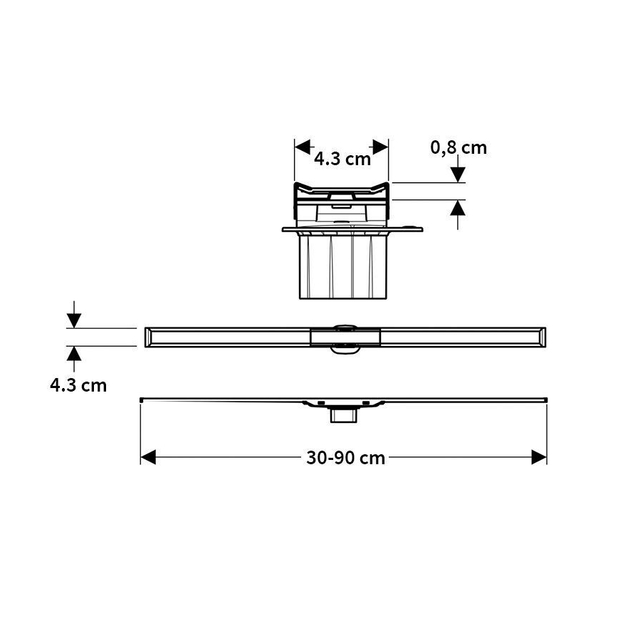 Geberit 154.450.KS.1 - Odpływ liniowy CleanLine 90x4,3 cm stal nierdzewna