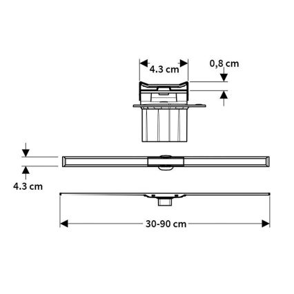 Geberit 154.453.KS.1 - Odpływ liniowy CleanLine 90x4,3 cm ze stali nierdzewnej