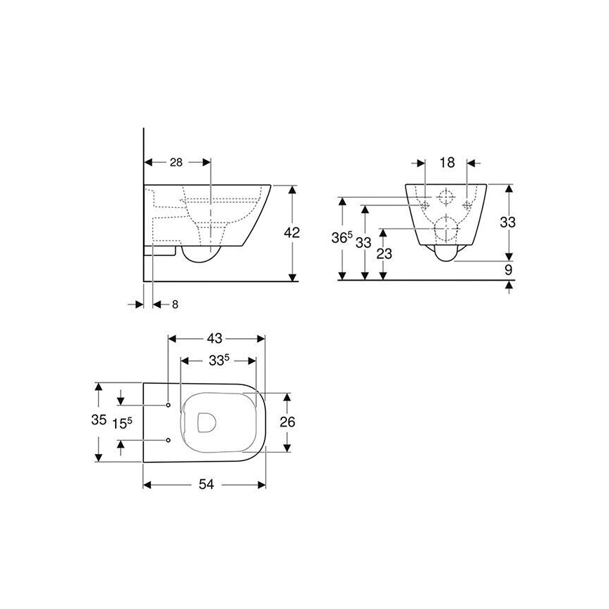 Geberit 500.208.01.1 - Miska WC wisząca Rimfree Smyle Square ceramika/biała