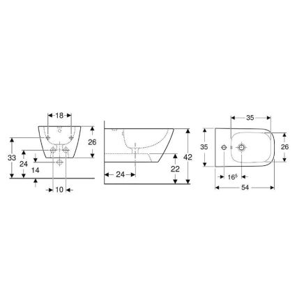 Geberit 500.209.01.1 - Bidet wiszący Smyle Square ceramika/biała