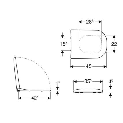 Geberit 500.235.01.1 - Deska sedesowa Smyle z duroplastu, biała