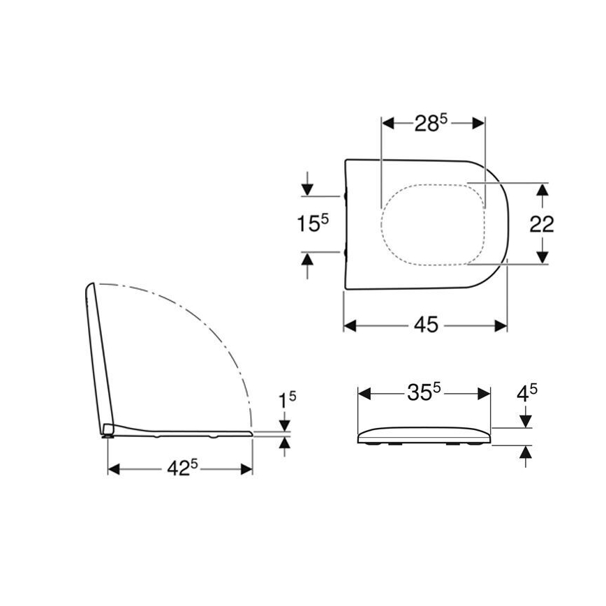 Geberit 500.236.01.1 - Deska sedesowa Smyle SoftClose, duroplast, biała