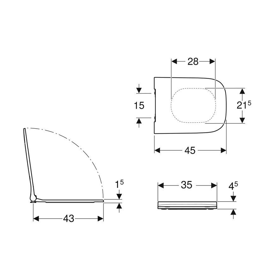 Geberit 500.239.01.1 - Deska sedesowa Smyle Square duroplast/biała